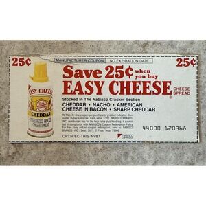 Vintage Coupon Easy Cheese Nabisco Canned Cheese Prop